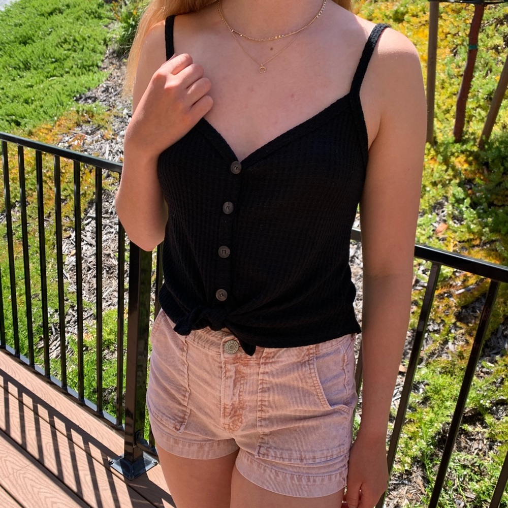 sky and sparrow black tie-front tank top